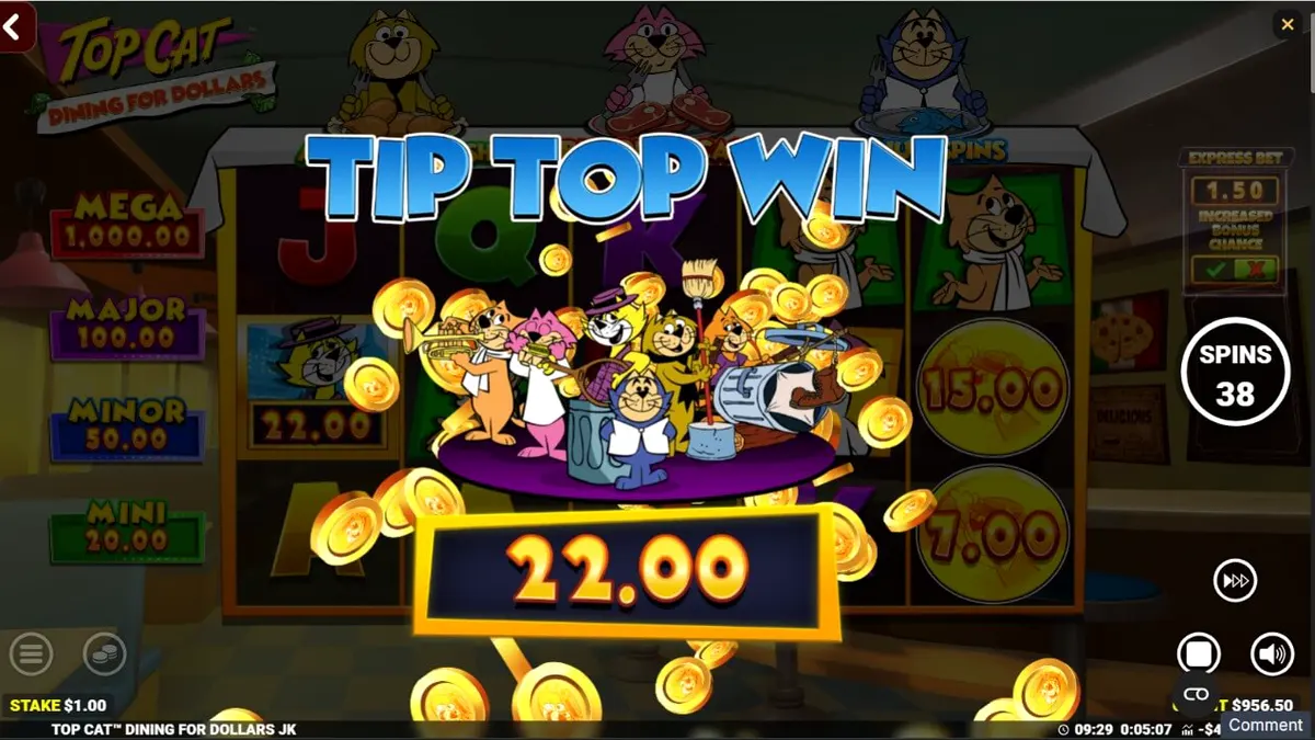 Karakter Top Cat dan gangnya dalam latar restoran diner retro