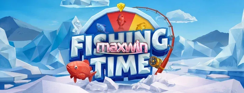 Tampilan antarmuka game Fishing Time oleh BGaming dengan tema memancing es dan roda keberuntungan.